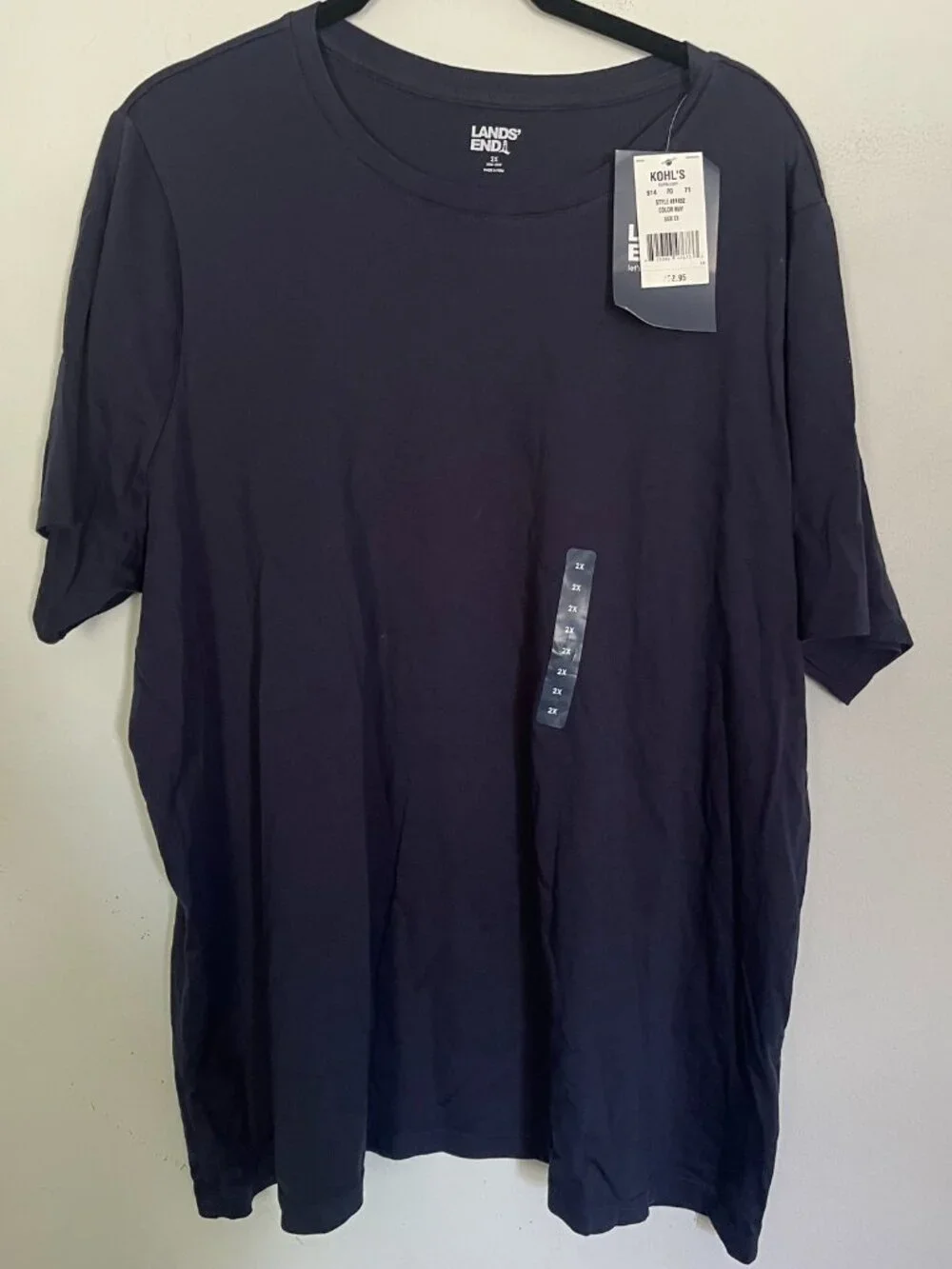 Lands' End T-Shirt Women's 2X Navy Blue Crew Neck Short Sleeve Basic Top T6